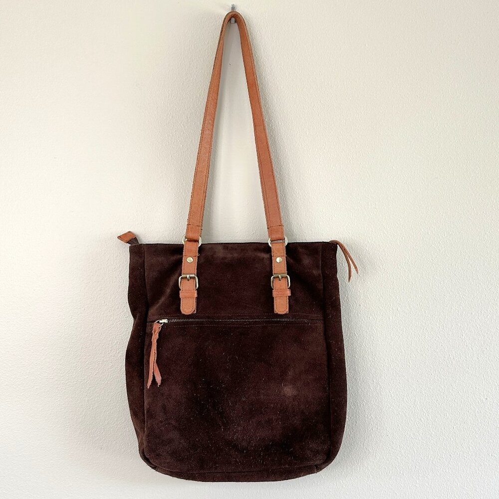 Anabaglish Eleanor Soft Chocolate Brown Suede Tote Handbag - Picture 5 of 15